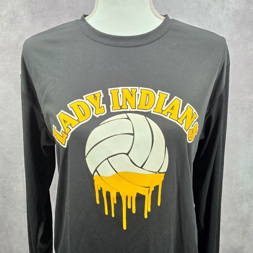 A4 Black Long Sleeve‎ Lady Indians Sportswear Activewear Tshirt Small - Picture 5 of 7